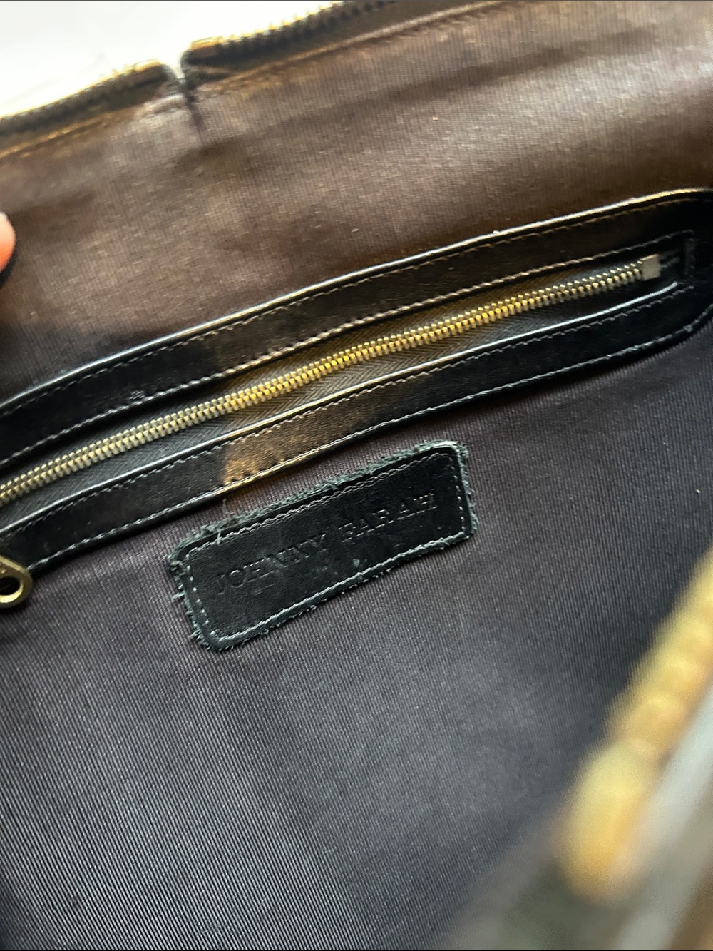 Johnny Farah Classic Black Leather travel shoulder bag organizing collegiate - Picture 7 of 11